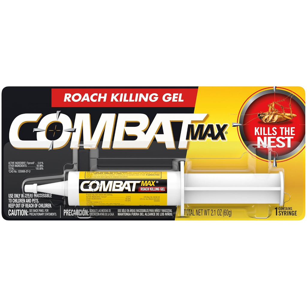 Combat Max Roach Killing Gel For Indoor And Outdoor Use, 1 Syringe, 2.1 Ounce (Pack Of 1)