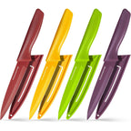 Gourmetop Paring Knife with Cover, Paring Knives Set of 4, 3.8" Paring Knife Set of Premium Stainless Steel, Small Kitchen Knife Set for Fruit and Vegetable, Ergonomic Knife Handles for Versatility