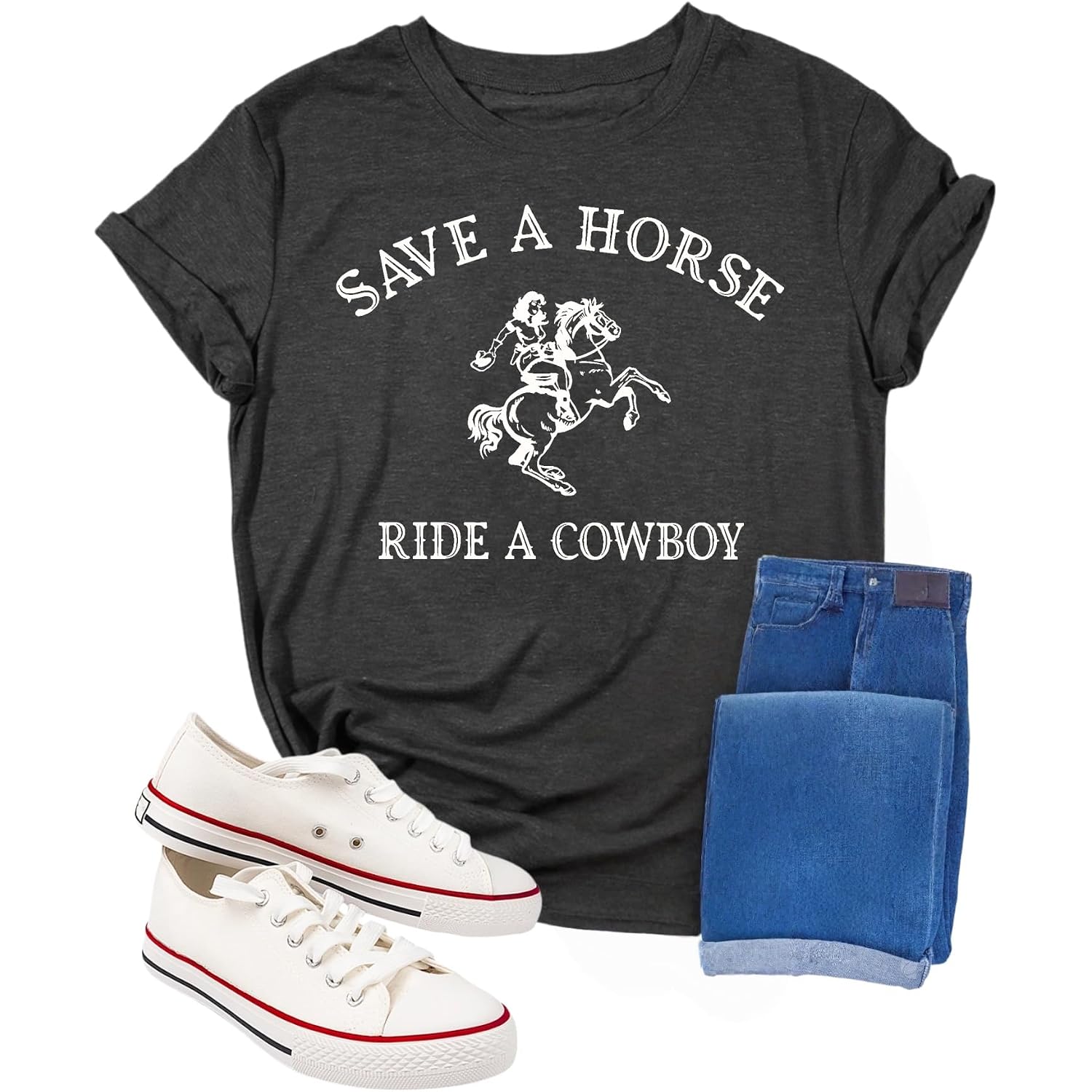 Western Shirts for Women Country Concert Shirt Cowgirl Cowboy Shirts Vintage Rodeo Graphic Tees Casual Summer Tops Grey1