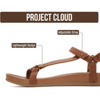 Project Cloud Sandals For Women 2026 - Strappy Adjustable Womens Sandals With Plush Insole - Lightweight & Non Slip Women Footwear - Everyday Wear Womens Slides (Brandy)