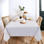 sancua 2 Pack White Tablecloth 60 x 102 Inch, Rectangle 6 Feet Table Cloth - Stain and Wrinkle Resistant Washable Polyester Table Cover for Dining Tables, Buffet Parties and Camping