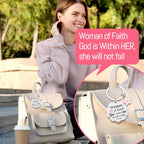 Cunno Christian Gifts Bulk Mother's Day Church Gifts Religious Keychain Bulk Scalloped with Enamel Sakura Woman of Faith