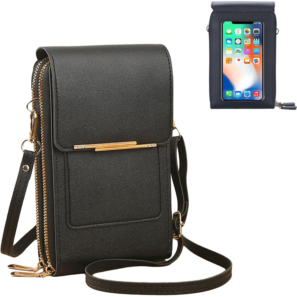 Phone Purse Crossbody Bags For Women, Small Touch Screen Travel Wallet, Anti Theft Leather Messenger Bag