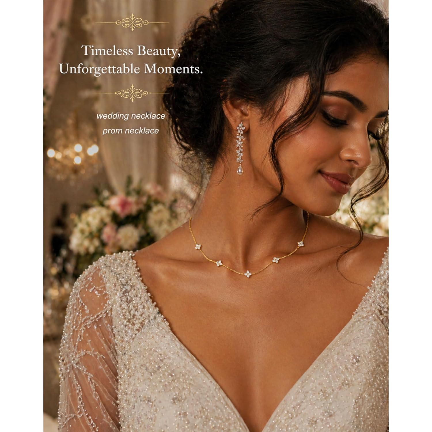 FUNEIA Dainty Silver Gold Necklaces for Women Trendy Non Tarnish 14K Gold Plated Cubic Zirconia Necklace Layered Cute Butterfly Heart Station Choker Necklace Stack for Wedding Prom Brides Jewelry