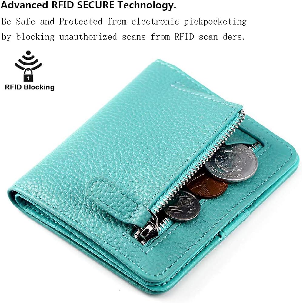 FUNTOR Small Wallets for Women, Ladies Small Compact Bifold Pocket RFID Blocking Genuine Leather Wallet for Women