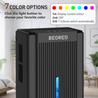 Dehumidifier, 95Oz Dehumidifier For Home 1000 Sq Ft - Quiet With Auto Shut Off & Relaxing 7 Color Ambient Light, Ideal For Livingroom, Bedroom, Basement (Black)