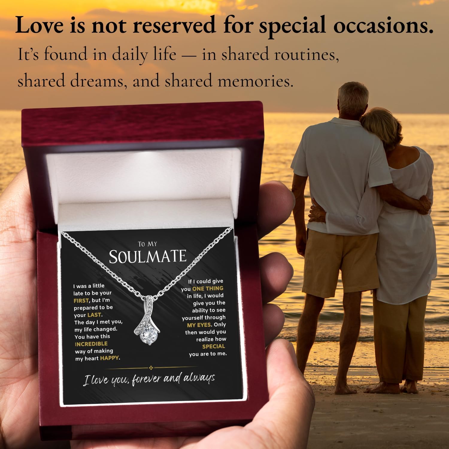 To My Soulmate Necklace For Women, Soul Mate Jewelry, for Girlfriend, Future Wife, To My Wife from Husband Necklaces For Women Pendant With Sentimental Message Card in Elegant Box