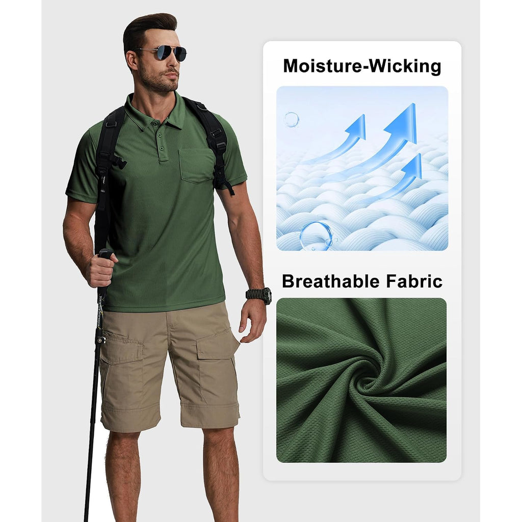 Zity 5 Pack Polo Shirts For Men With Pocket Dry Quickly Short Sleeve Athletic Outdoor Work Collared Shirts