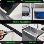 Silicone Stove Counter Gap Cover / Filler by Kindga 25" Long, Sealing Spills Between Kitchen Appliances Washing Machine and Stovetop, Set of 2 (Black)