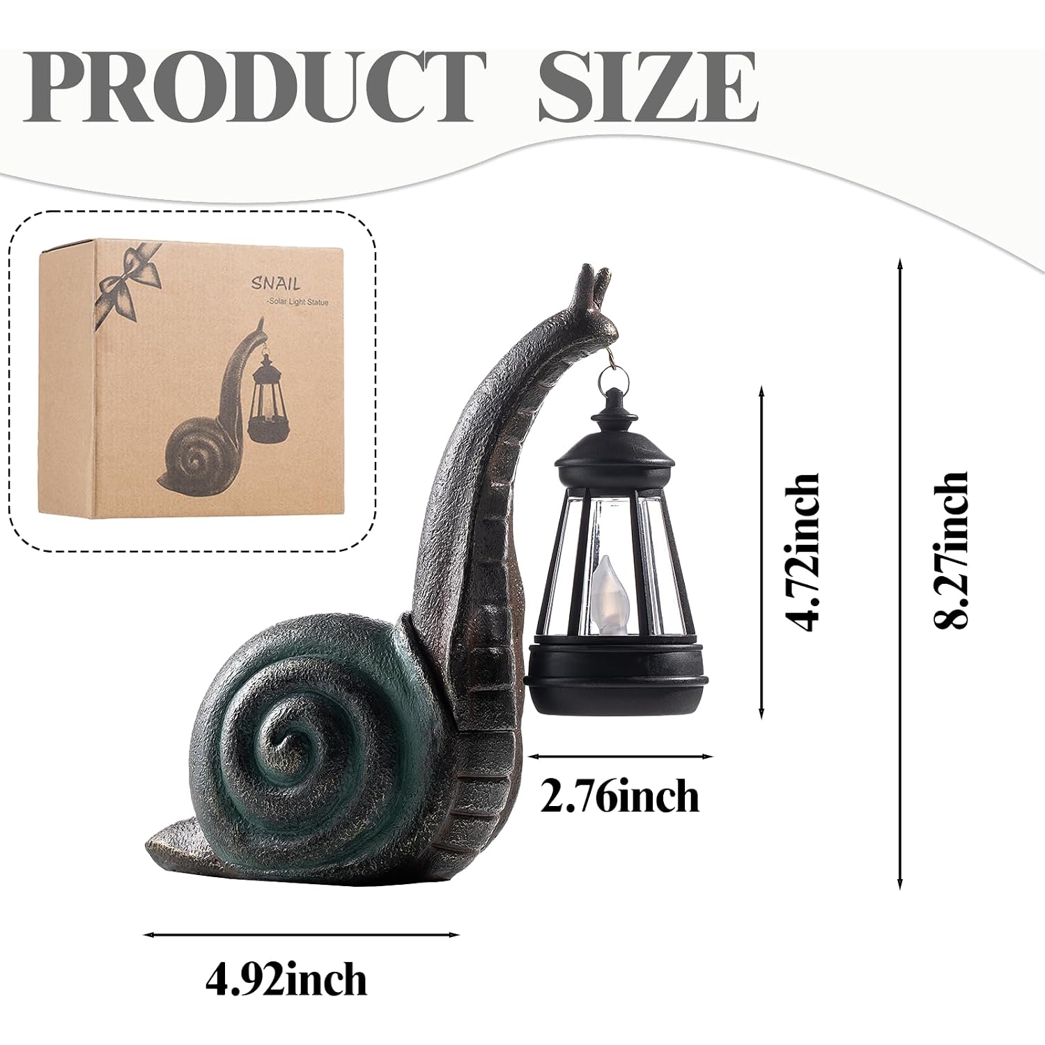 Solar Garden Snail Statue,Lawn Decor Statue For Patio, Balcony, Yard Ornament - Mothers Day Gifts For Mom Grandma Women