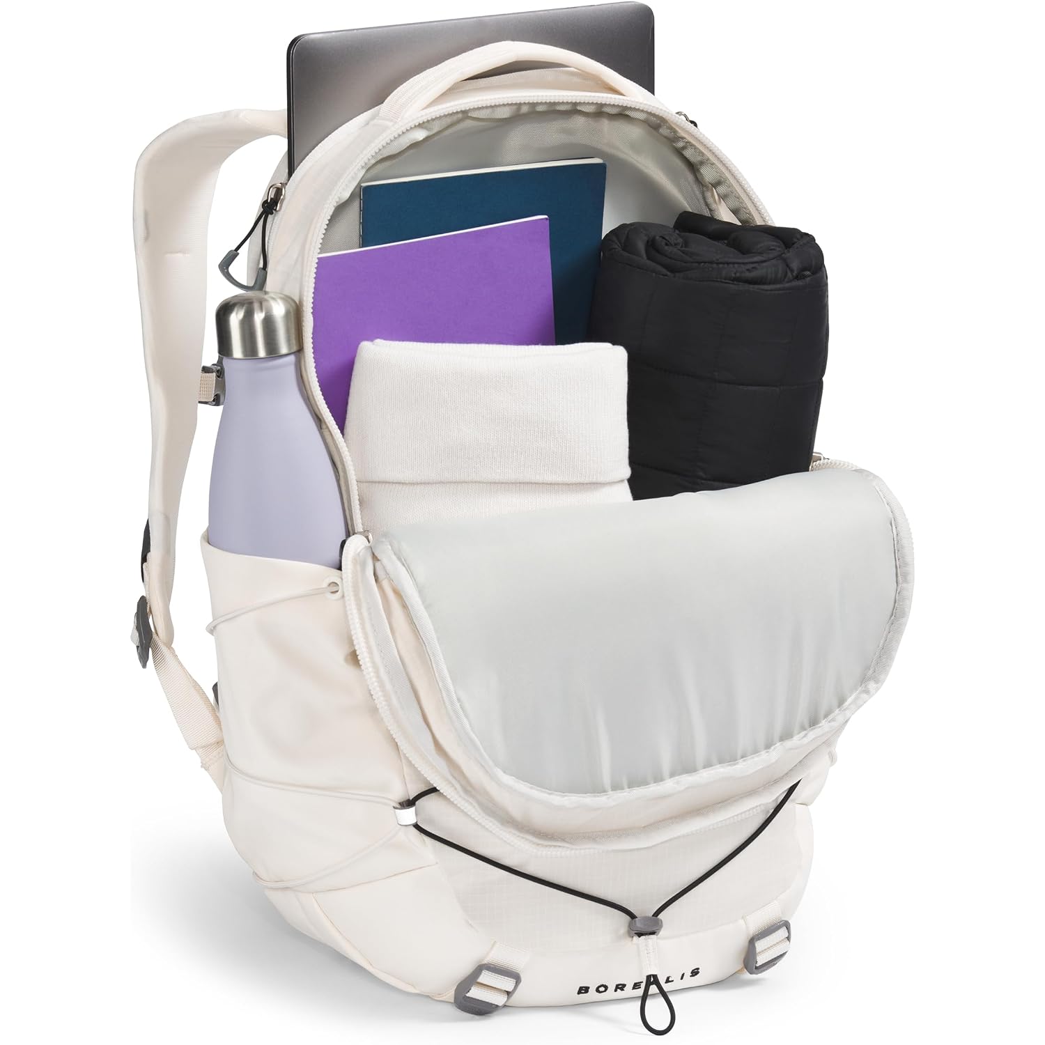 The North Face Women'S Borealis Commuter Laptop Backpack - Everyday Travel Bag, Laptop Sleeve, Reflective Details, Gardenia White/Tnf Black-Npf, One Size