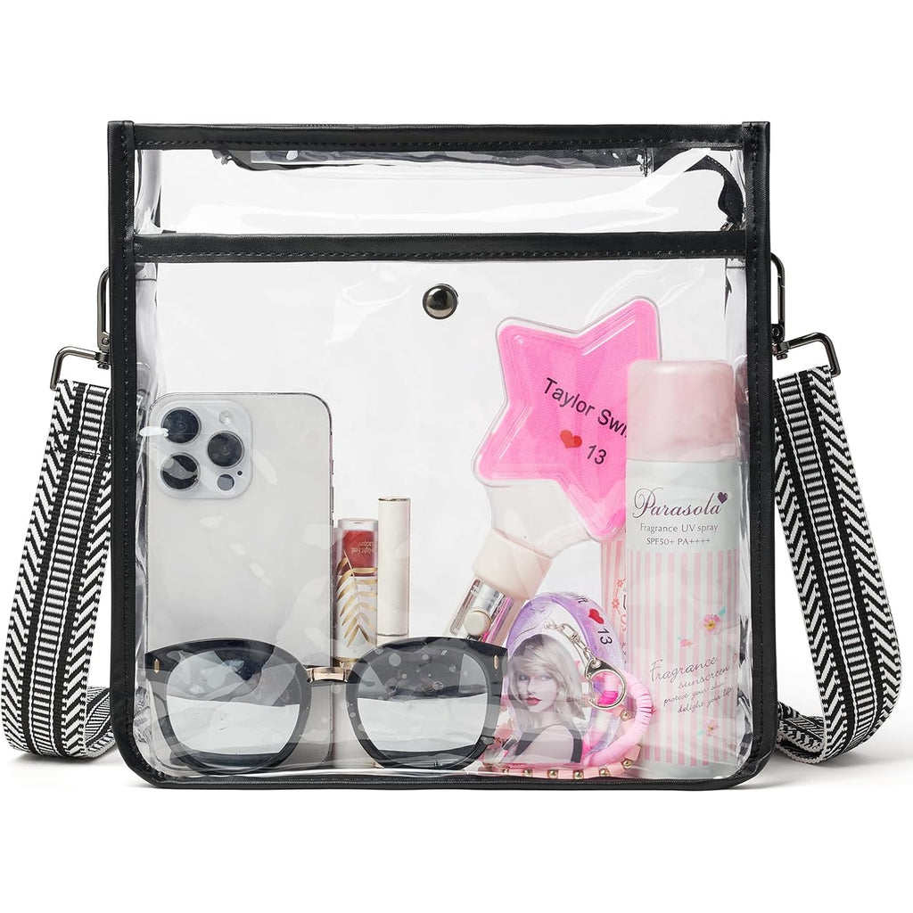 Bluome Clear Bag for Stadium Events 12x12x6, Clear Purses Stadium Bag Crossbody Purses for Concerts Football Games Travel