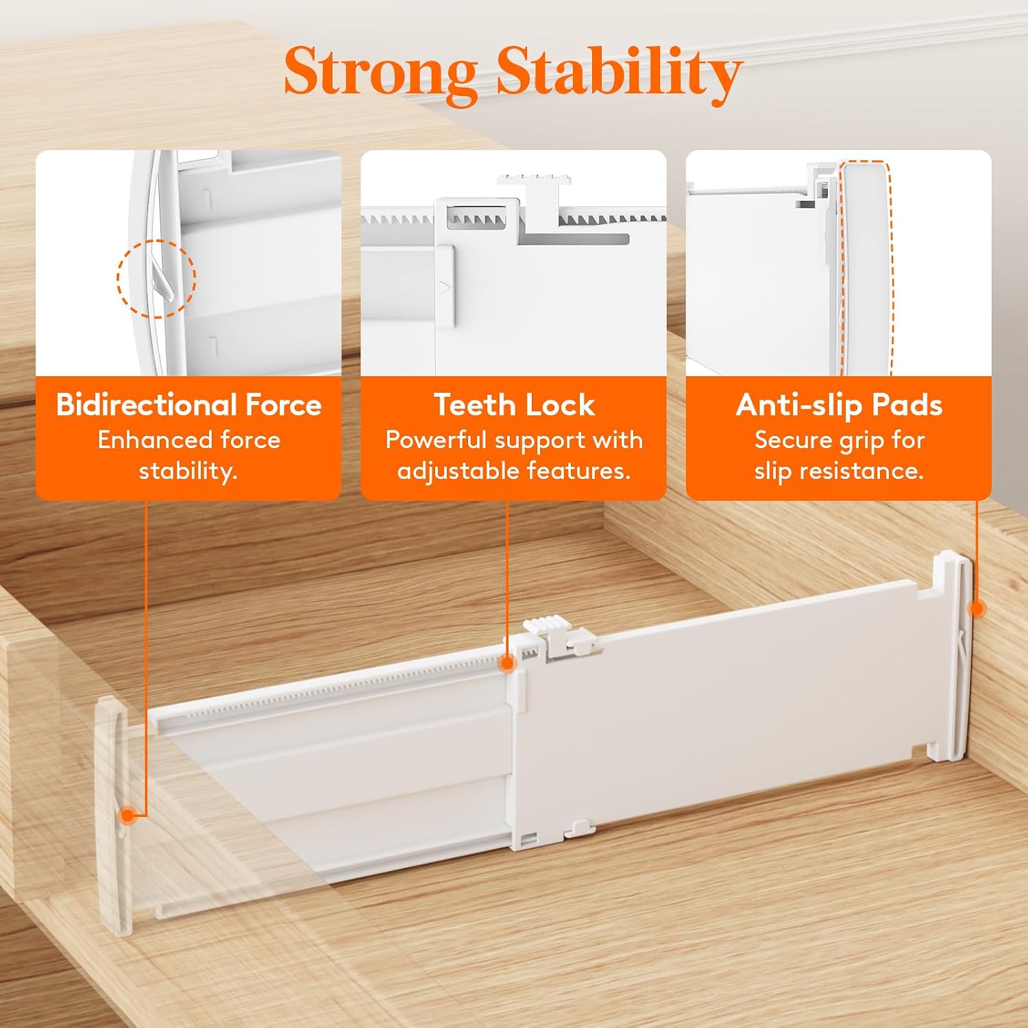 Lifewit 9 Pack Drawer Dividers For Clothes, 4" High 10.5"-16.5" Expandable Dresser Drawer Organizers, Adjustable White Plastic Separators For Kitchen, Cabinet, Nursery, Socks & Underwear Storage