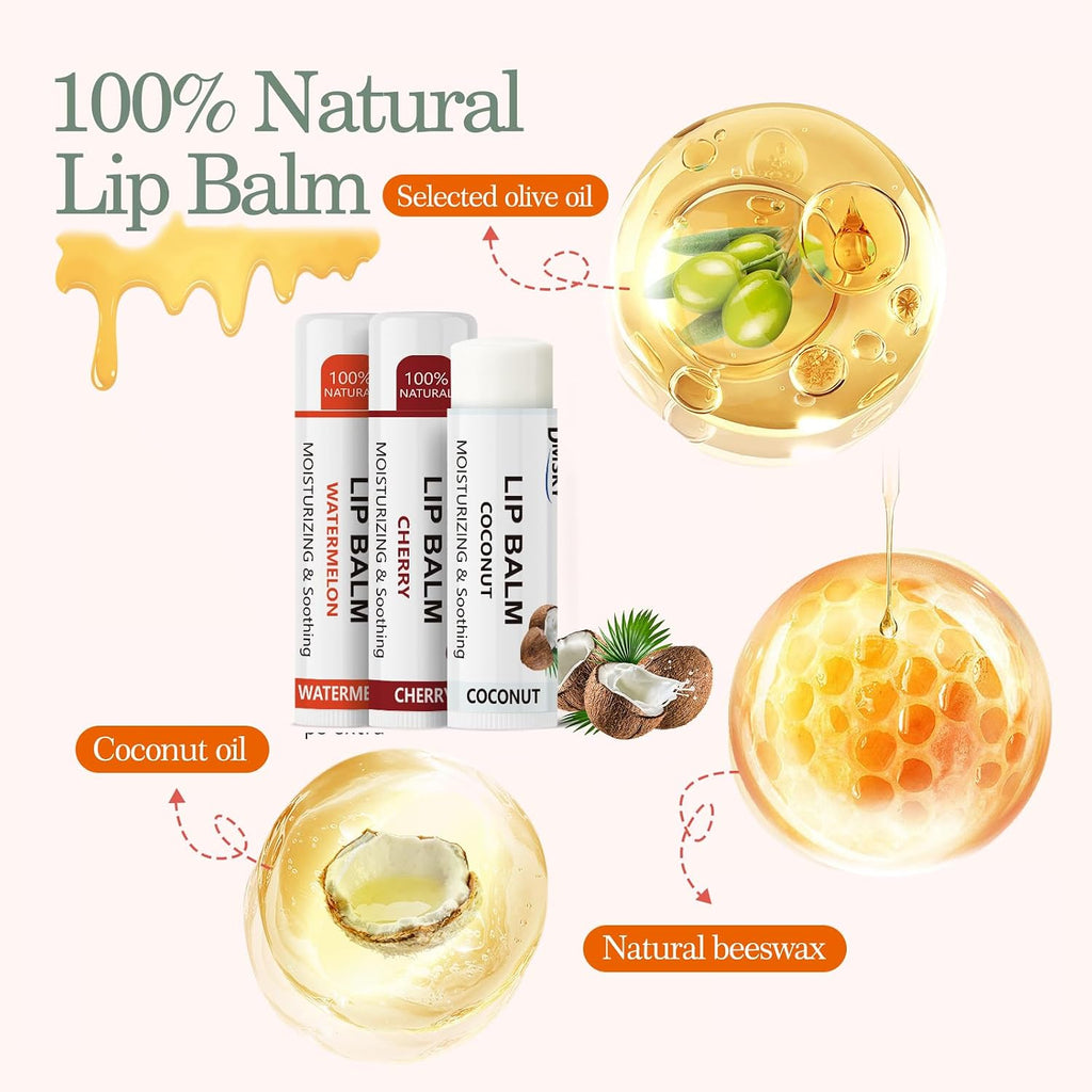 40 Pack Lip Balm Bulk, Fruit Lip Balm Variety Pack, Natural Moisturizing Balms For Dry Cracked Lips, Hydrating For Men Women Kids - 10 Flavors