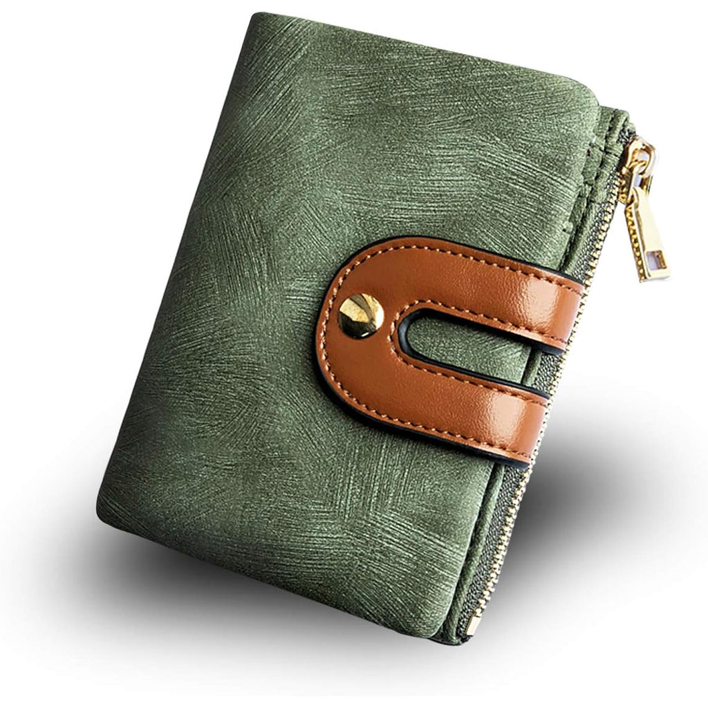 AOXONEL Women's Rfid Small Bifold Leather Wallet Ladies Mini Zipper Coin Purse id card Pocket,Slim Compact Thin