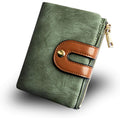 AOXONEL Women's Rfid Small Bifold Leather Wallet Ladies Mini Zipper Coin Purse id card Pocket,Slim Compact Thin