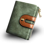 AOXONEL Women's Rfid Small Bifold Leather Wallet Ladies Mini Zipper Coin Purse id card Pocket,Slim Compact Thin