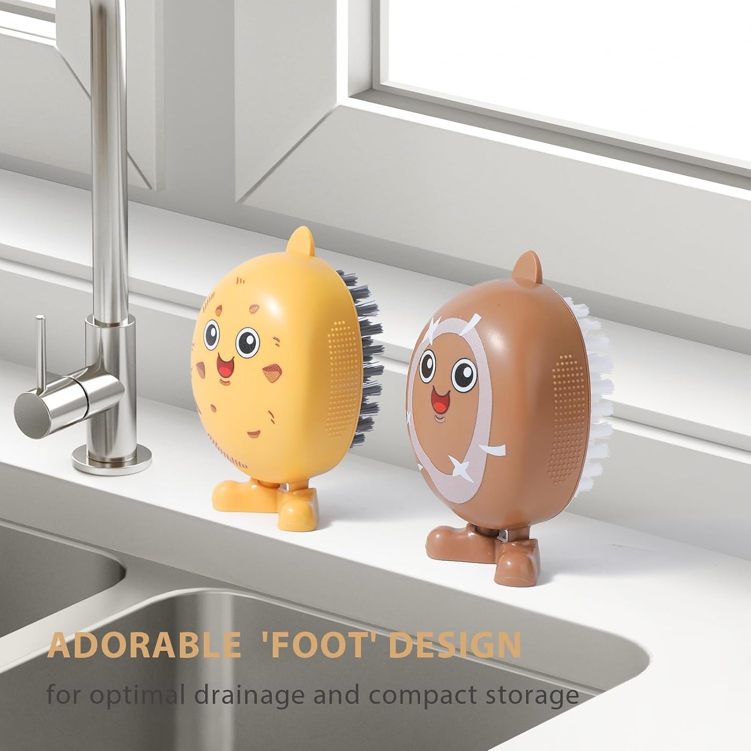 Vegetable Brush Scrubber, Potato Mushroom Scrubber Brush Cleaning Veggie Fruit Wash Cleaner For Food, 2 Pcs