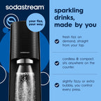 Sodastream Terra Sparkling Water Maker, Value Bundle, Cqc Co2 System, Includes 2 Quick Connect 60L Co2 Cylinders, 3 Dishwasher Safe Bpa Free Bottles, 2 Bubly Flavor Drops, Make Your Own Pepsi, Black