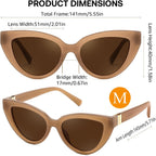 FEISEDY Cat eye Sunglasses with Polarized and UV400 Protection for Women, Retro Stylish for Driving Fishing and Party B0428 Champagne Frame + Tea Lens