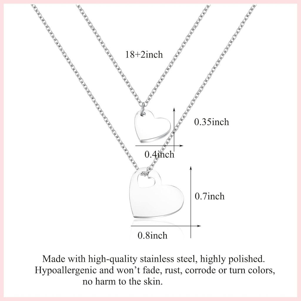 MANVEN Mother Daughter Necklace Set for 2/3 Mothers Day Gifts for Mom Daughter Matching Heart Jewelry Mom Gifts from Daughters Birthday Gifts for Daughter Women