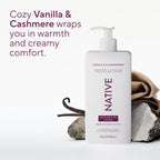Native Moisturizing Hand & Body Lotion Contains Naturally Derived Plant-Based Moisturizers For Women And Men, Dermatologist Tested For Sensitive Skin, Vanilla & Cashmere Scent, 16.5 Fl Oz