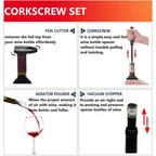 Air Pressure Pump Bottle Opener With Foil Cutter,Aerator Pourer,Vacuum Stopper(4Pcs),Simple Cork Remover,Efficient Corkscrew Bottle Opener,Great For Wine Lovers,Perfect Wine Gift.
