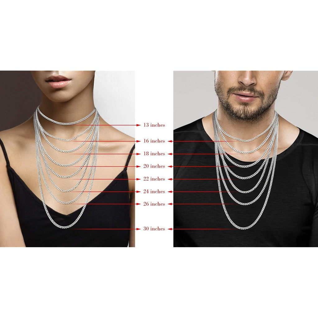 Miabella Italian Solid 925 Sterling Silver 3.5mm Diamond Cut Cuban Link Curb Chain Necklace for Women Men, Made in Italy