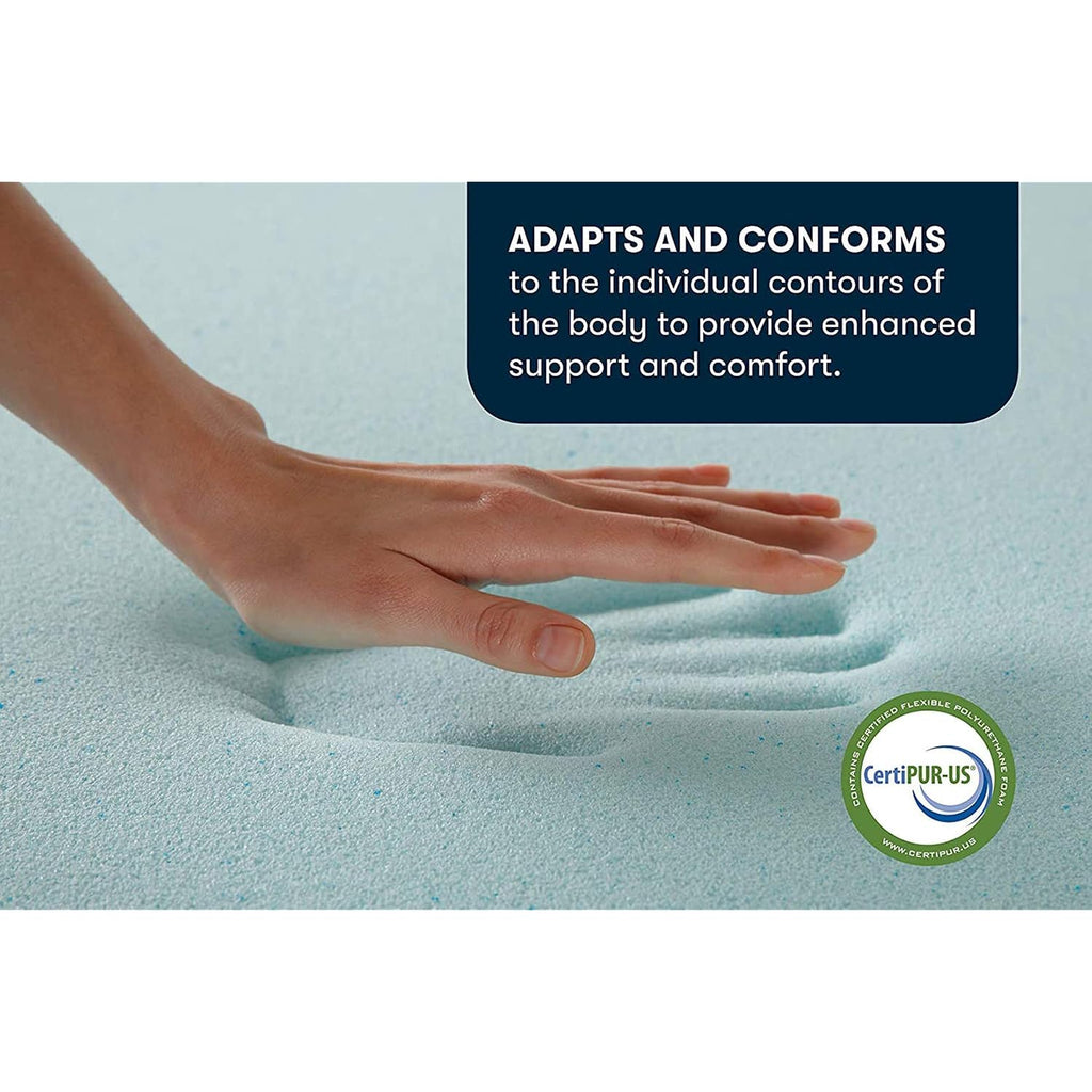 Serta Thermagel Cooling, Pressure-Relieving Memory Foam Mattress Topper, 3 Inch, Queen,Blue