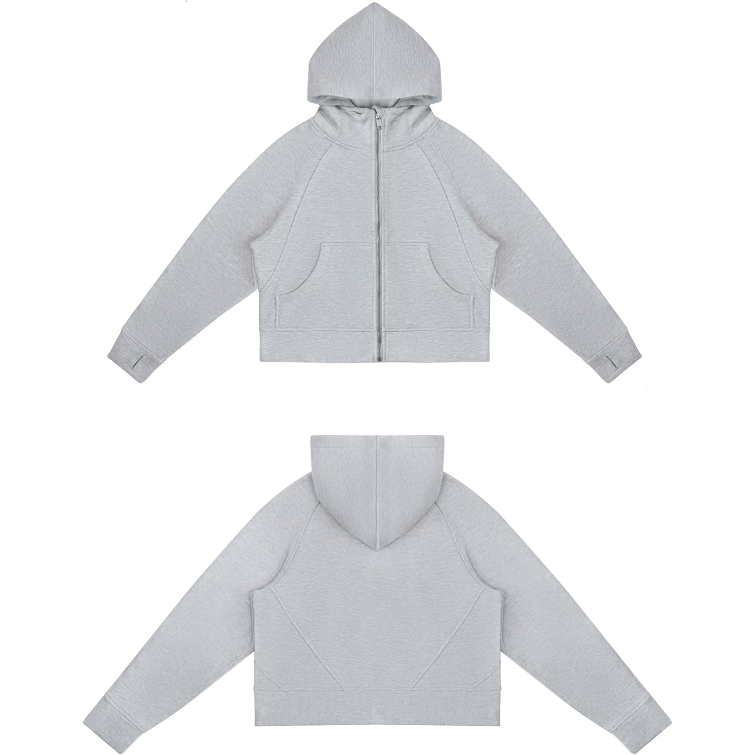 The Gym People Women'S Full-Zip Up Hoodies Jacket Fleece Workout Crop Tops Sweatshirts With Pockets Thumb Hole