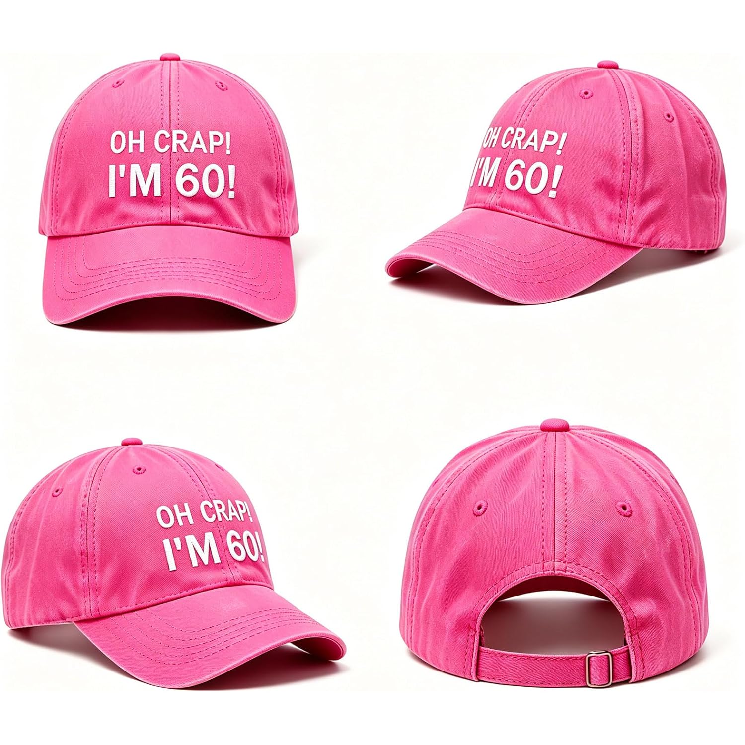 Funny 60th 70th Birthday Gifts for Men Women – Adjustable Cotton Baseball Cap Gift for Dad Mom Grandpa Grandma Pink-2