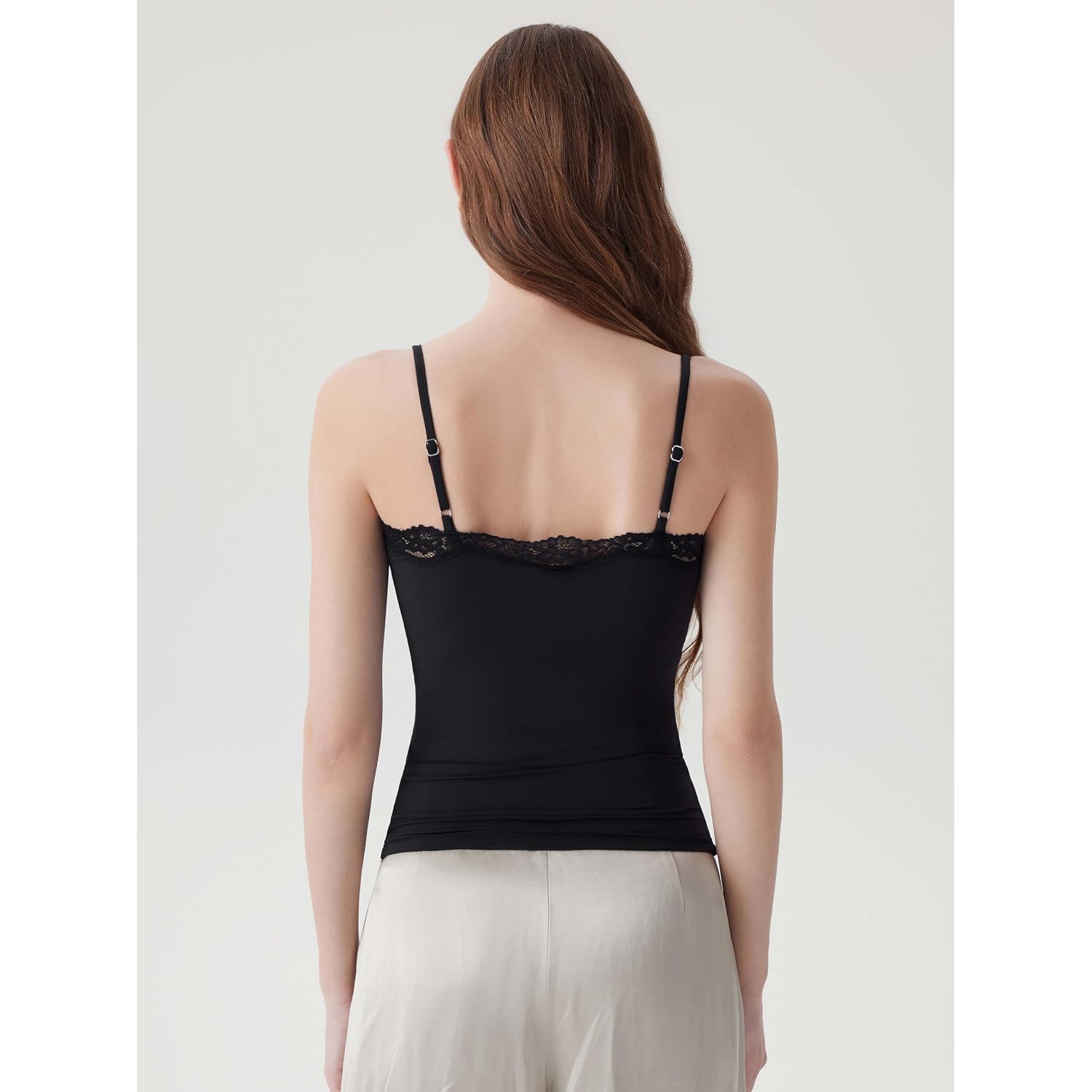 Suuksess Women Double Lined Lace Cami Tank Top Summer Padded Going Out Tops Basic Shirts