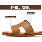 Project Cloud 100% Genuine Leather Sandals For Women 2026 - Fashion Flat Womens Sandals With Memory Foam Insole Slides Sandals Women Footwear - Mules Women'S Sandals (Jannel)
