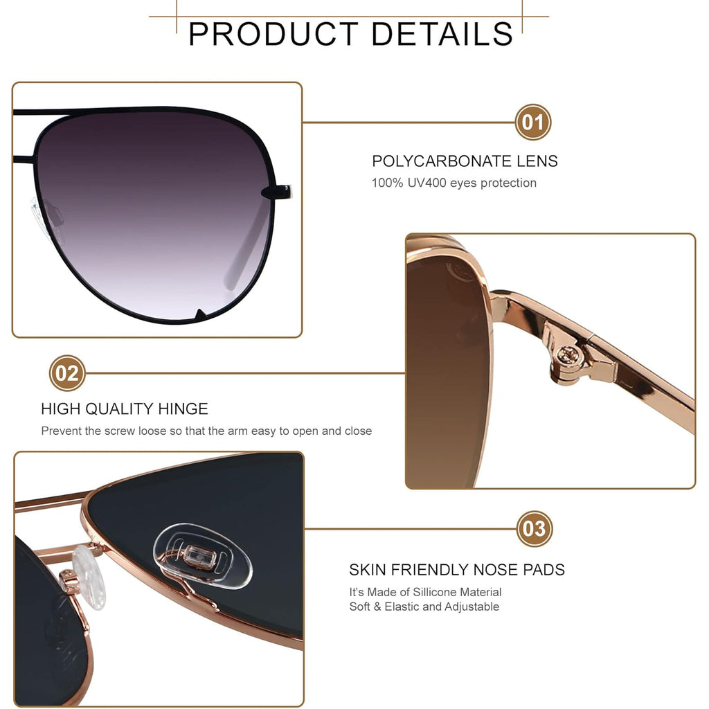 ANDWOOD Oversized Aviator Sunglasses for Women Men Big Large UV Protection Fashion Sun glasses
