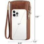 GAEKEAO Wallet for Women Clutch RFID Blocking Wristlet Leather Purse Large Capacity Credit Card Holder with Grip Hand Strap