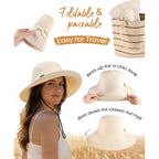 FURTALK Women's Wide Brim Sun Hat Ladies UPF80+ UV Protection Foldable Beach hat