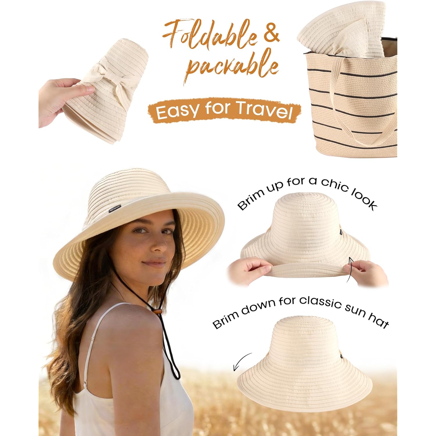 FURTALK Women's Wide Brim Sun Hat Ladies UPF80+ UV Protection Foldable Beach hat