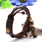 JewelryWe Women Quartz Bracelet Watch Fashion Weave Wrap Around Leather Wrist Watch Classic Bracelet Watch for Summer Beach for Mother's Day