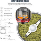 Cool Knight Herb Grinder [Large Capacity/Fast/Electric ]-Spice Herb Coffee Grinder With Pollen Catcher/- 7.5" (Black)