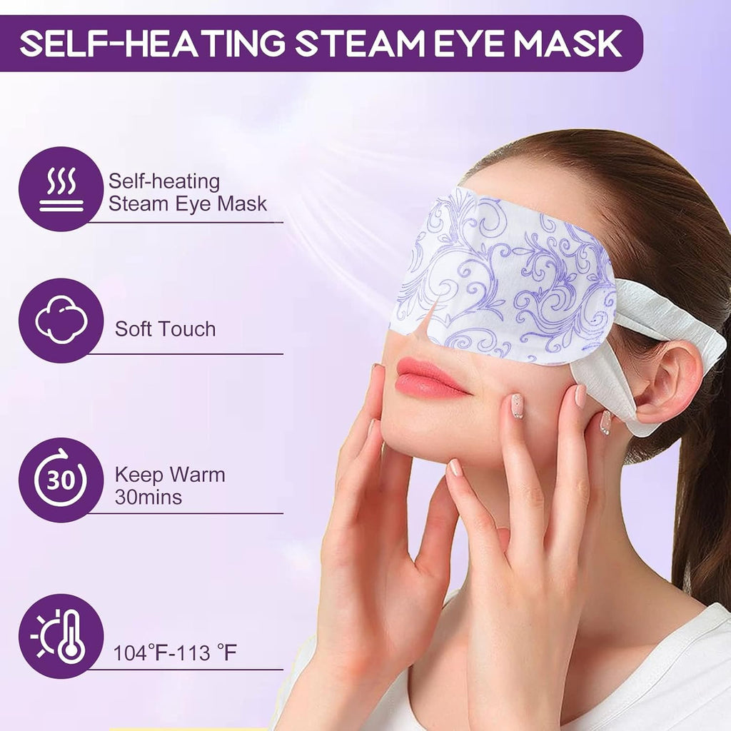 24 Pack Steam Eye Masks For Dry Eyes, Self Heated Steam Warm Eye Mask, Disposable Heated Eye Mask For Dark Circles, Puffy Eyes, Relief Stress Eye Fatigue (Unscented)