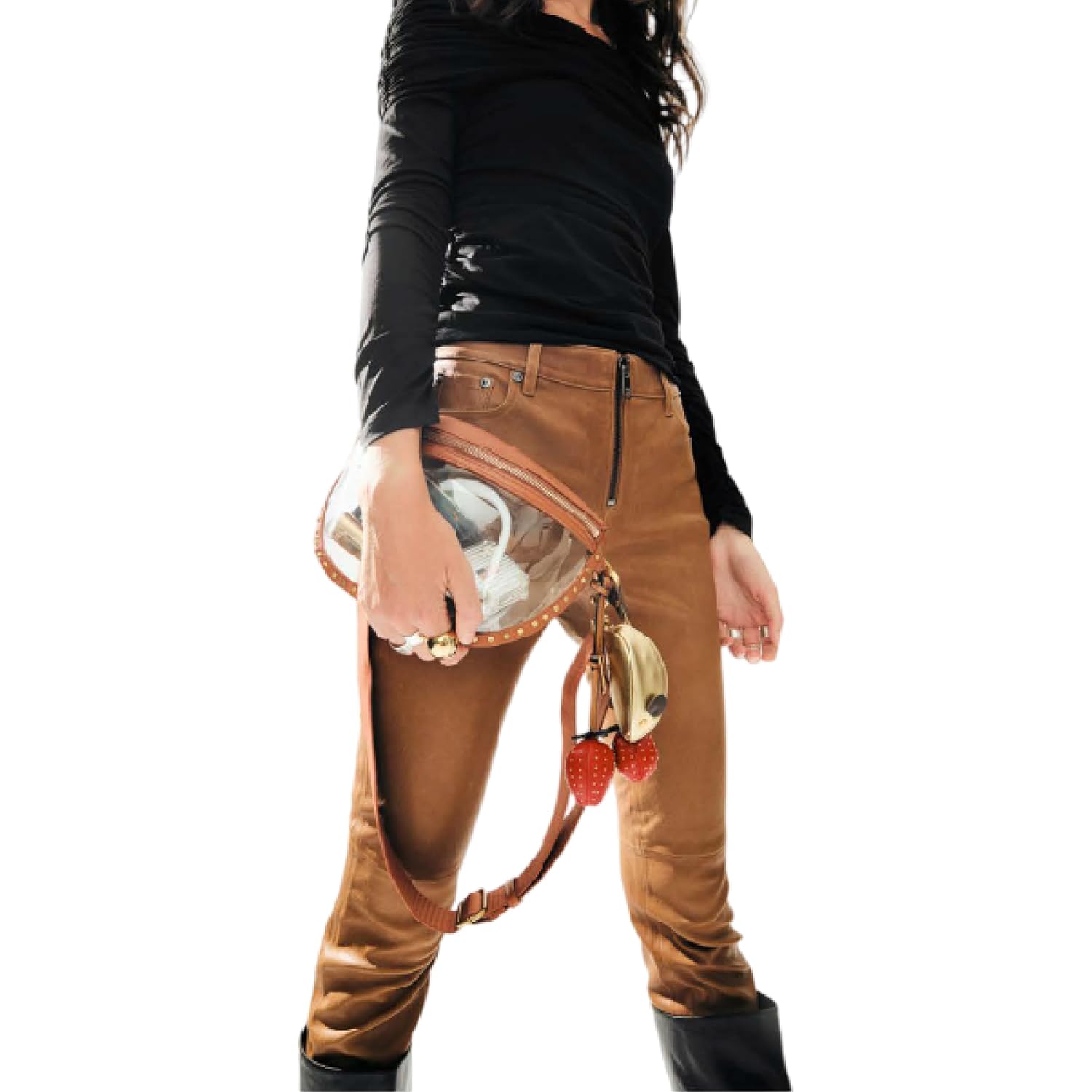 Rebecca Minkoff Darren Clear Crescent Crossbody Bag, Stadium Approved Transparent Sling Purse For Concerts And Events
