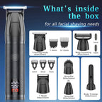 Bomxin Beard Trimmer for Men 6 in 1 Cordless Waterproof Electric Hair Clippers Mustache Body Face Trimmer All in One Grooming Kit with LED Display USB Rechargeable