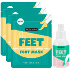 Freeman Flirty Feet Foot Care Set – Instant Peeling Spray for Dry, Cracked Feet + Moisturizing Foot Mask Socks 3-Pack (4 Piece Set)