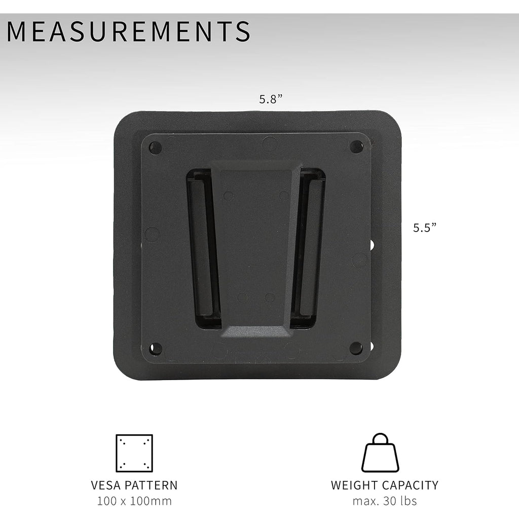 Vivo Black Rv Tv Mount For Screens Up To 43 Inches, Mount-Vwrv1 | Anti-Rust Quick Release Plastic Polymer Mount, Low Profile Wall Bracket For Camping, Vesa 100X100Mm, Holds 30 Lbs