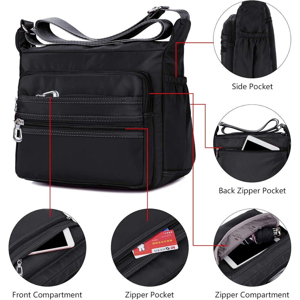 Crossbody Bag For Women Waterproof Shoulder Bag Messenger Bag Casual Nylon Purse Handbag