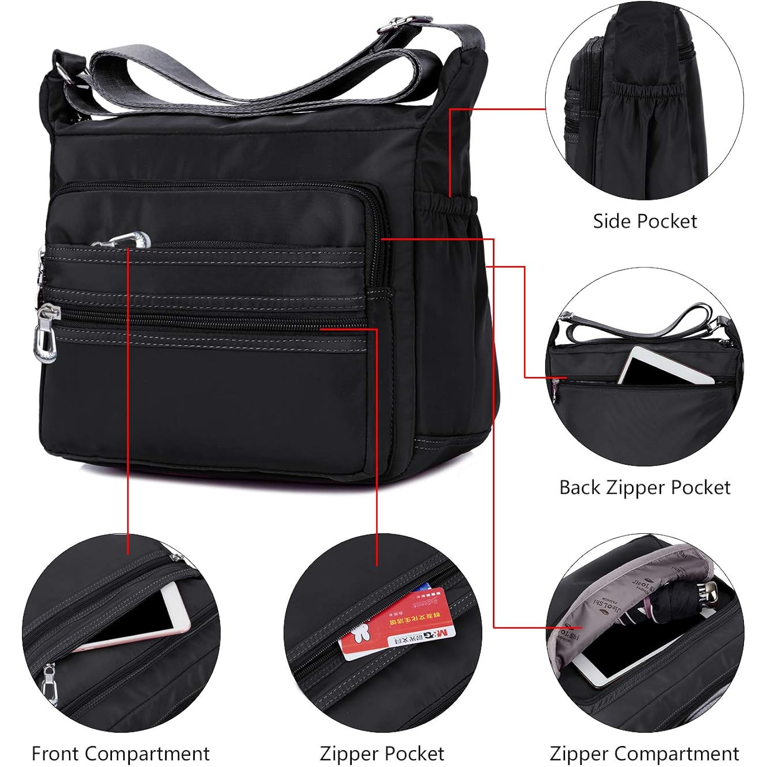 Crossbody Bag For Women Waterproof Shoulder Bag Messenger Bag Casual Nylon Purse Handbag