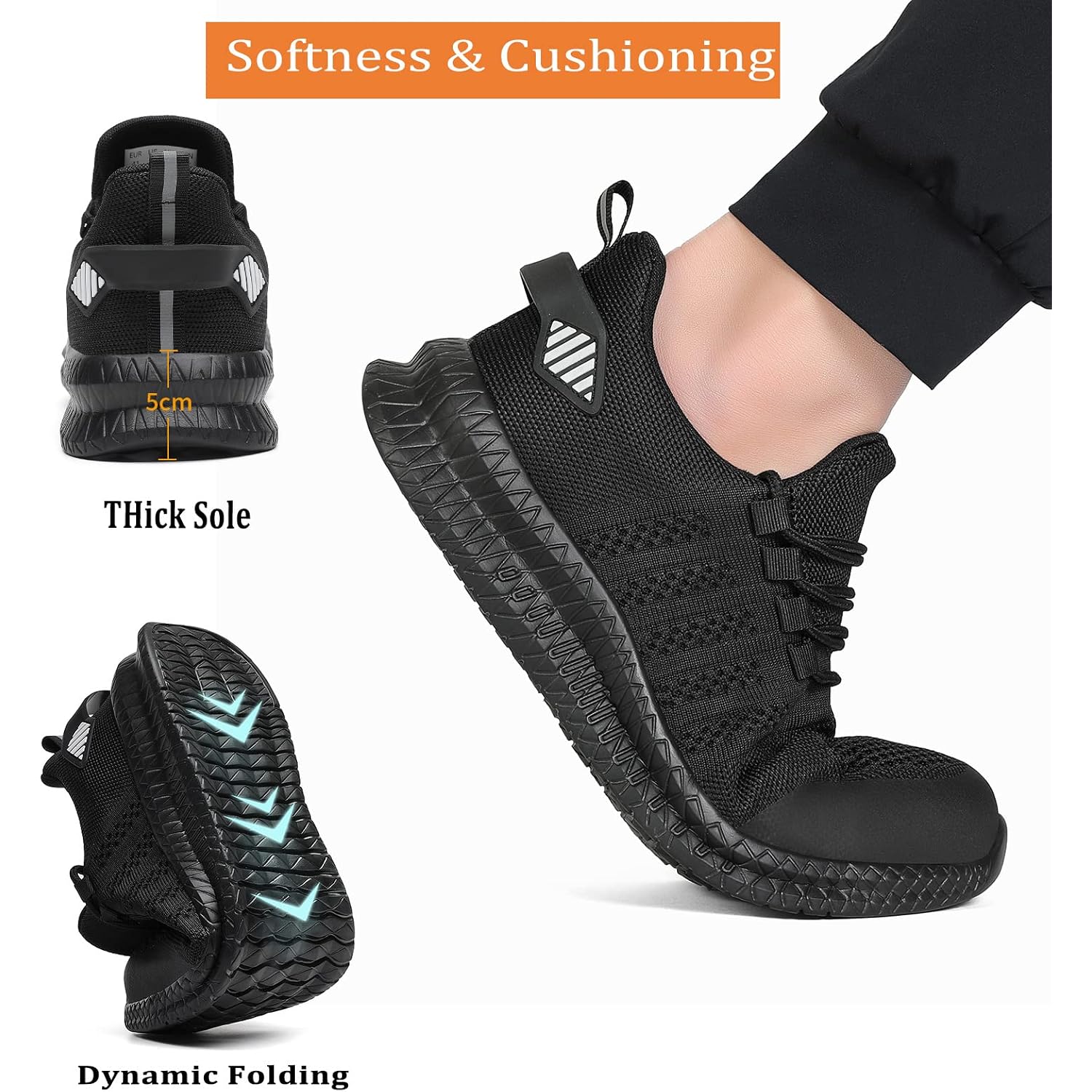 Steel Toe Shoes For Men And Women Comfortable Lightweight Work Safety Shoes Puncture Proof Slip Resistant Indestructible Sneakers Construction Work Utility