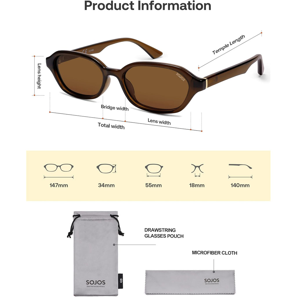 Sojos Retro Rectangle Polarized Sunglasses For Women Men Trendy Hexagon Narrow Chic Y2K Sunnies Sj2629