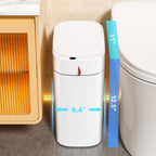 Bathroom Trash Can With Lid, Automatic Motion Sensor Trash Can, 3.5 Gallon Garbage Can, Type-C Rechargeable, Bag-Holding Design, One-Pull Auto Packing, Quiet-Close Hinge For Bedroom, Office