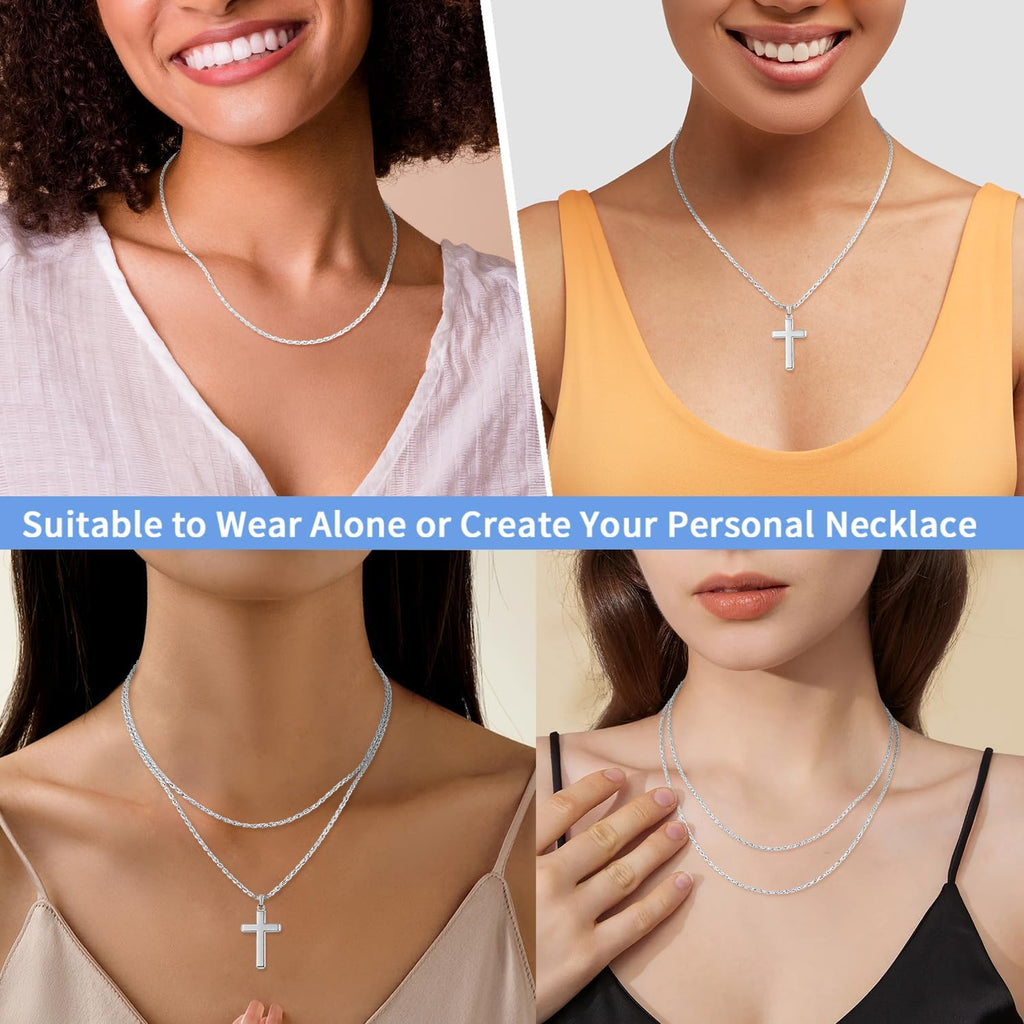 Jewlpire 1.5mm Rope Chain 925 Sterling Silver Chain Necklace for Women, 14K Gold Plated Chain for Women Sturdy Women's Chain Necklaces, 16 18 20 22 24 26 Inch